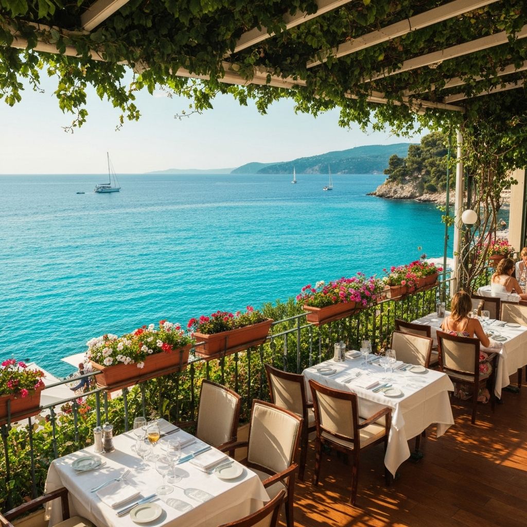Beautiful restaurant terrace with sea view